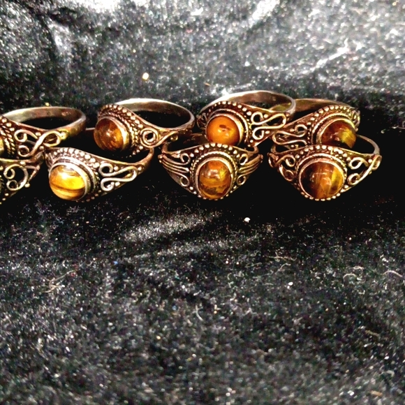 121 Tiger Eye Silver Gemstone Ring size 7.5 stamped 925 shipping sale - Picture 8 of 8